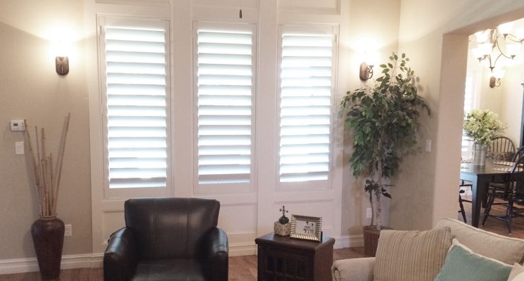 Miami living room white shutters